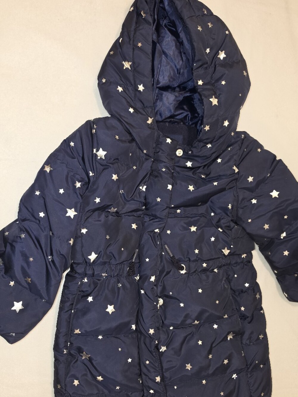 Girls' Navy Star Puffer Jacket - Cozy Hooded Coat BABYGAP